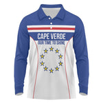 Custom Cape Verde Pride Long Sleeve Polo Shirt Blue Sharks Rising - African Pride