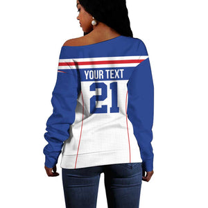 Custom Cape Verde Pride Off Shoulder Sweater Blue Sharks Rising - African Pride