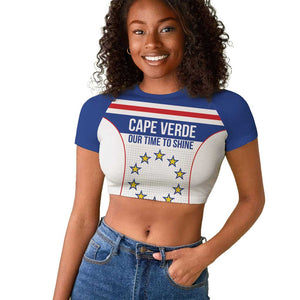 Custom Cape Verde Pride Raglan Cropped T shirt Blue Sharks Rising - African Pride