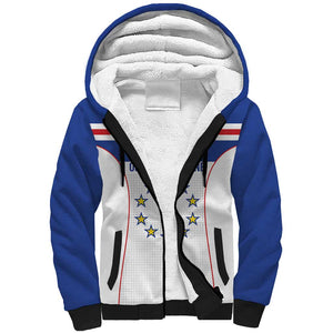Custom Cape Verde Pride Sherpa Hoodie Blue Sharks Rising - African Pride