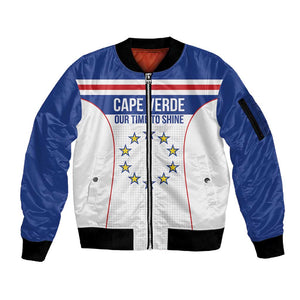 Custom Cape Verde Pride Sleeve Zip Bomber Jacket Blue Sharks Rising - African Pride