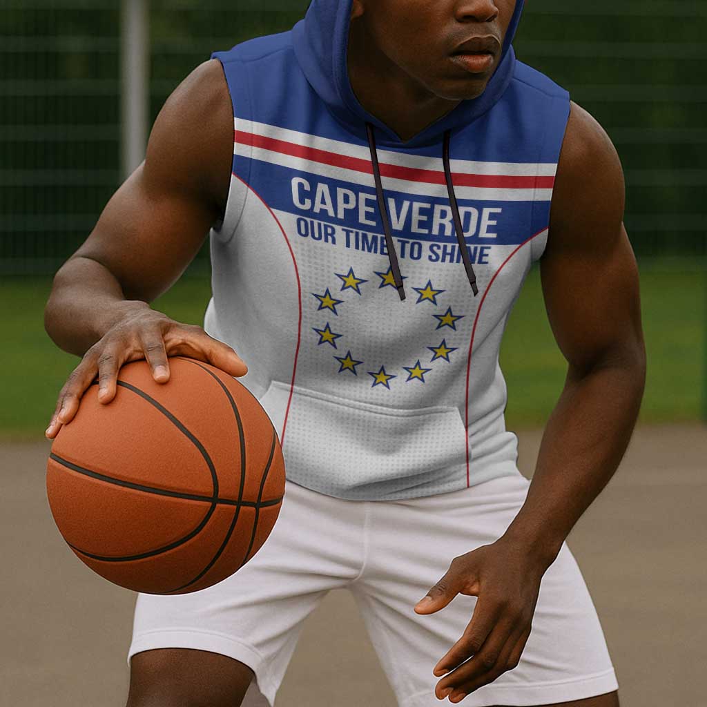 Custom Cape Verde Pride Sleeveless Hoodie Blue Sharks Rising - African Pride