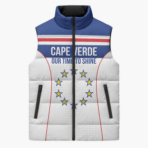 Custom Cape Verde Pride Sleeveless Puffer Jacket Blue Sharks Rising