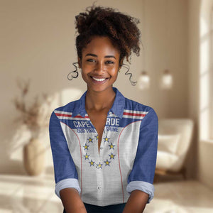 Custom Cape Verde Pride Women Casual Shirt Blue Sharks Rising - African Pride