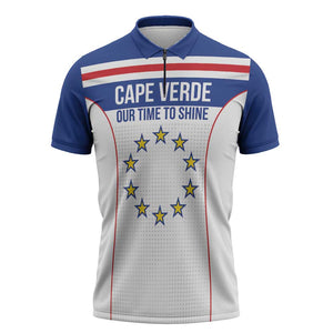 Custom Cape Verde Pride Zipper Polo Shirt Blue Sharks Rising