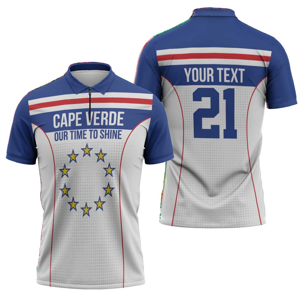 Custom Cape Verde Pride Zipper Polo Shirt Blue Sharks Rising