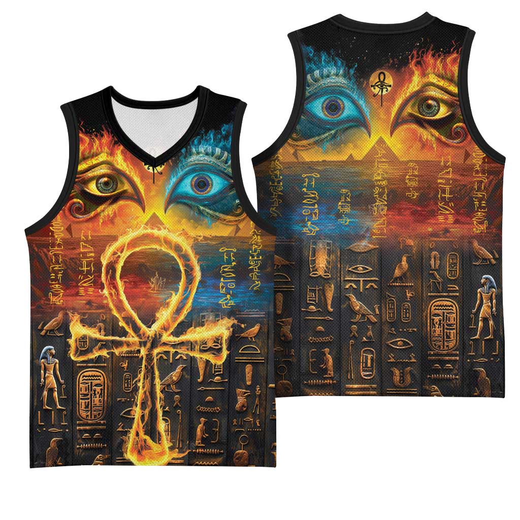 Eye of Ra and Eye of Horus Basketball Jersey Power and Magic Ancient Egyptian Mythology - African Pride