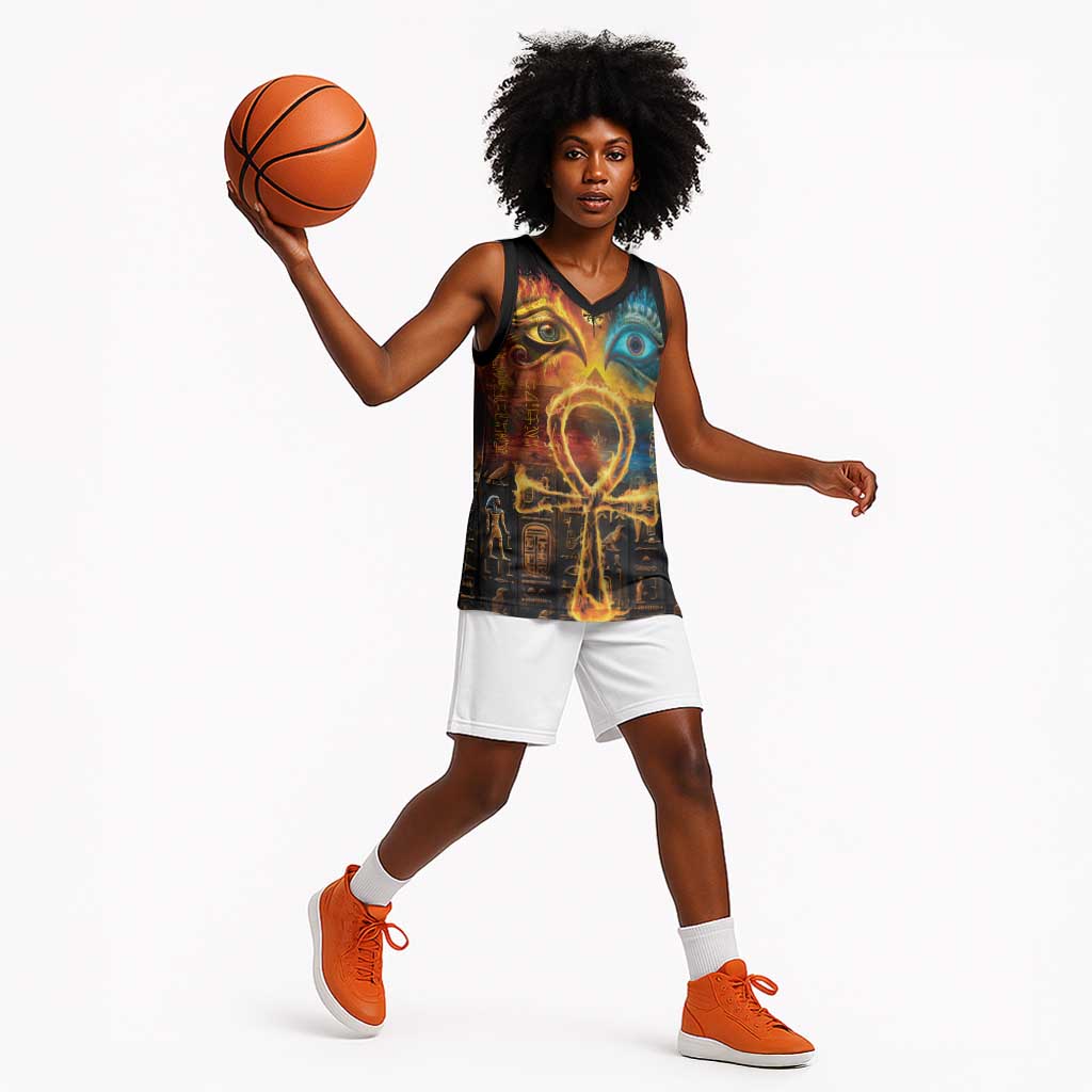 Eye of Ra and Eye of Horus Basketball Jersey Power and Magic Ancient Egyptian Mythology - African Pride