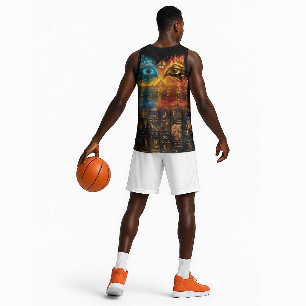 Eye of Ra and Eye of Horus Basketball Jersey Power and Magic Ancient Egyptian Mythology - African Pride