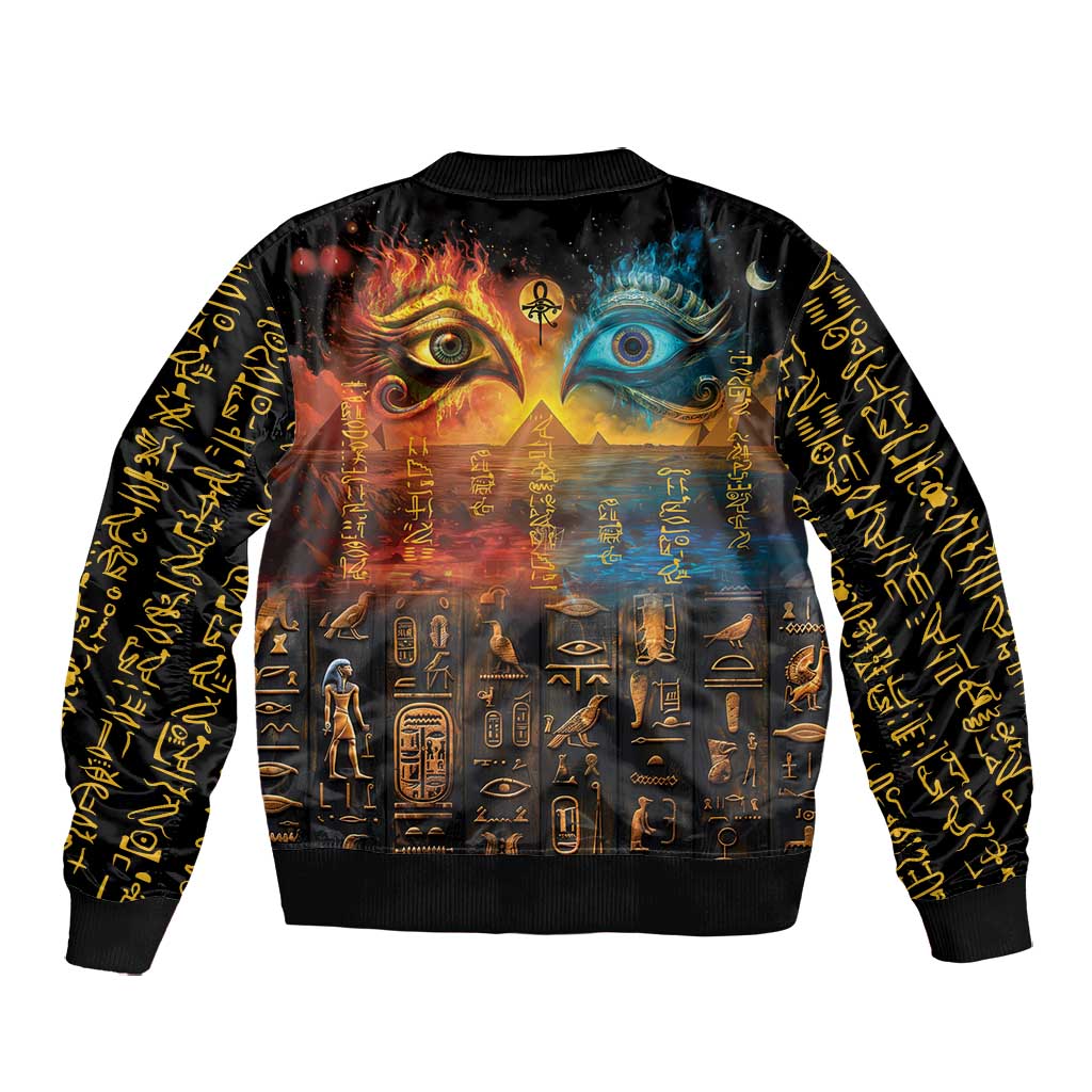 Eye of Ra and Eye of Horus Bomber Jacket Power and Magic Ancient Egyptian Mythology
