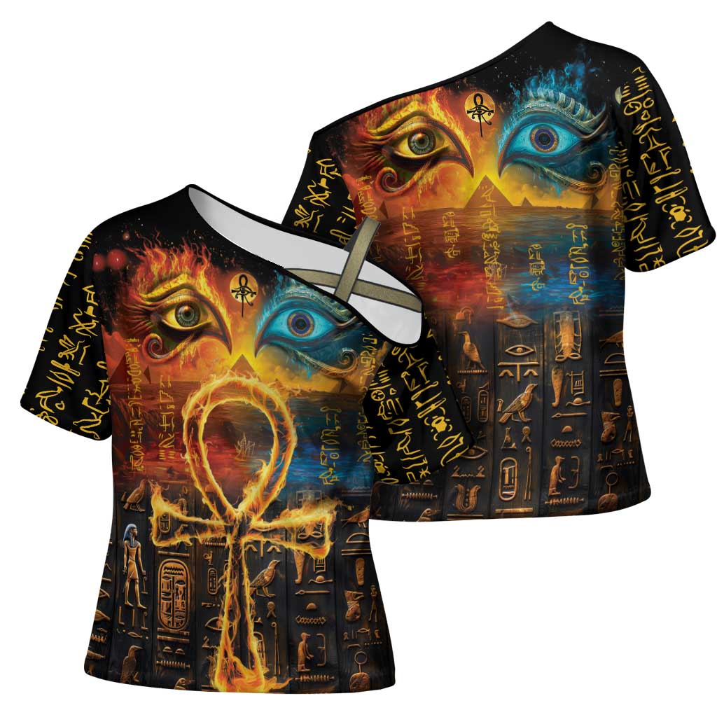 Eye of Ra and Eye of Horus Cross Shoulder Shirt Power and Magic Ancient Egyptian Mythology