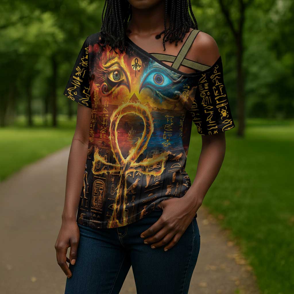 Eye of Ra and Eye of Horus Cross Shoulder Shirt Power and Magic Ancient Egyptian Mythology