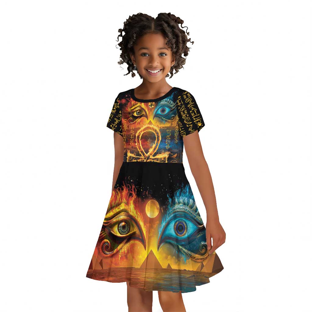 Eye of Ra and Eye of Horus Kid Short Sleeve Dress Power and Magic Ancient Egyptian Mythology