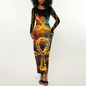 Eye of Ra and Eye of Horus Long Sleeve Bodycon Dress Power and Magic Ancient Egyptian Mythology LT9