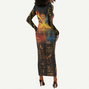 Eye of Ra and Eye of Horus Long Sleeve Bodycon Dress Power and Magic Ancient Egyptian Mythology LT9