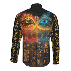 Eye of Ra and Eye of Horus Long Sleeve Button Shirt Power and Magic Ancient Egyptian Mythology
