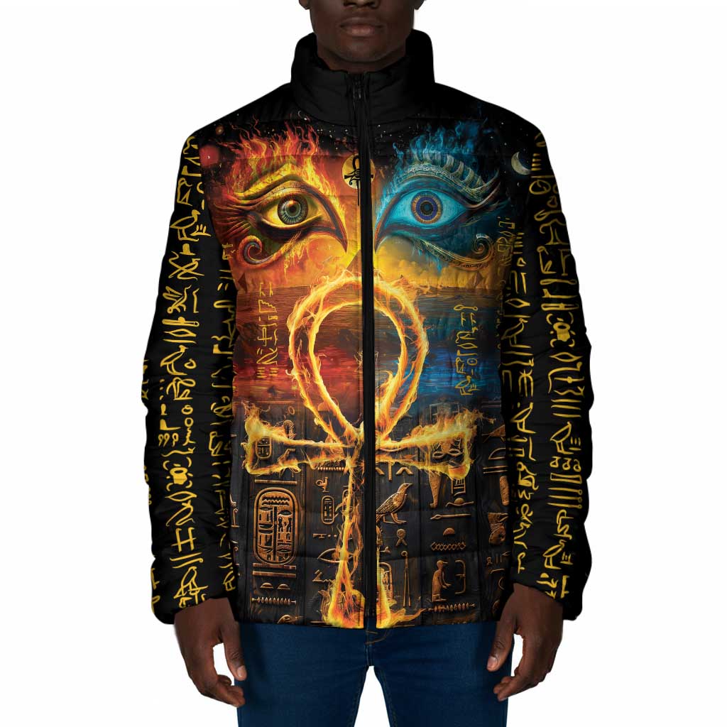 Eye of Ra and Eye of Horus Padded Jacket Power and Magic Ancient Egyptian Mythology