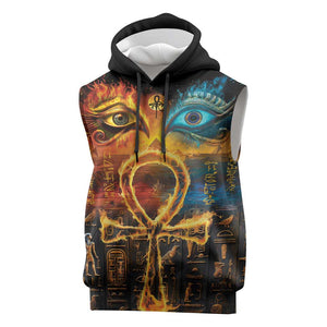 Eye of Ra and Eye of Horus Sleeveless Hoodie Power and Magic Ancient Egyptian Mythology - African Pride