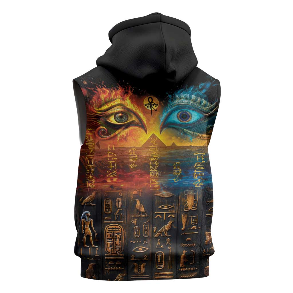 Eye of Ra and Eye of Horus Sleeveless Hoodie Power and Magic Ancient Egyptian Mythology - African Pride