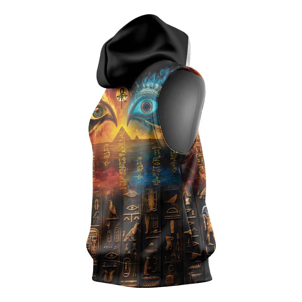 Eye of Ra and Eye of Horus Sleeveless Hoodie Power and Magic Ancient Egyptian Mythology - African Pride