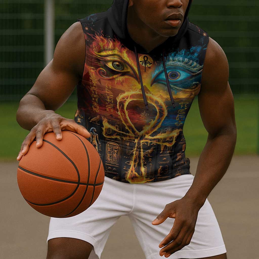 Eye of Ra and Eye of Horus Sleeveless Hoodie Power and Magic Ancient Egyptian Mythology - African Pride