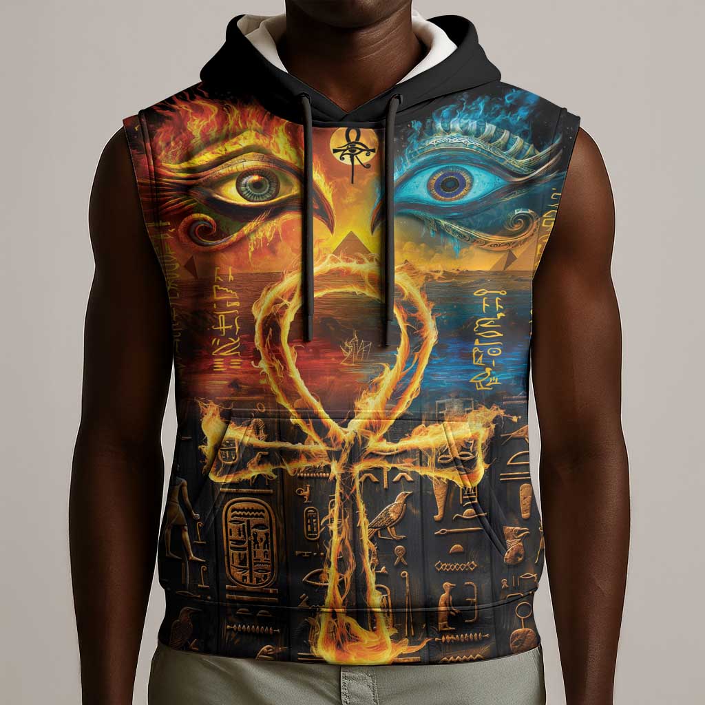 Eye of Ra and Eye of Horus Sleeveless Hoodie Power and Magic Ancient Egyptian Mythology - African Pride