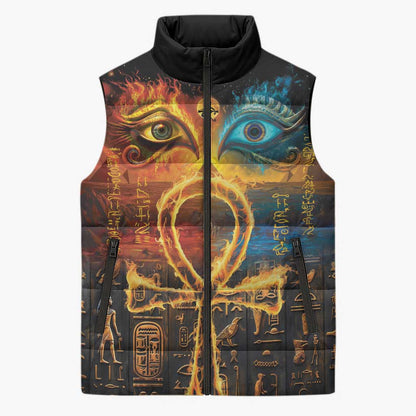 Eye of Ra and Eye of Horus Sleeveless Puffer Jacket Power and Magic Ancient Egyptian Mythology
