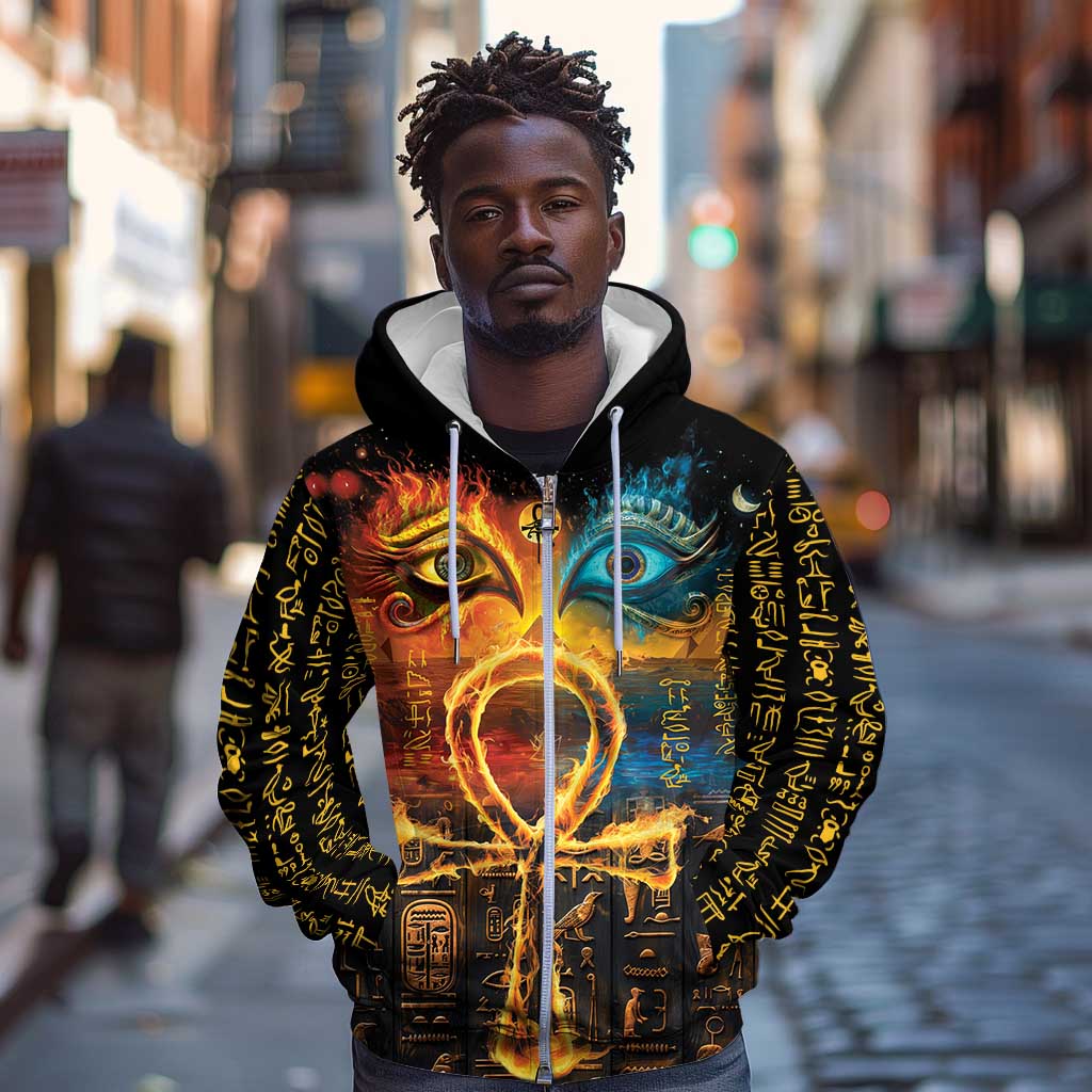 Eye of Ra and Eye of Horus Zip Hoodie Power and Magic Ancient Egyptian Mythology