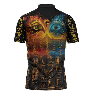 Eye of Ra and Eye of Horus Zipper Polo Shirt Power and Magic Ancient Egyptian Mythology