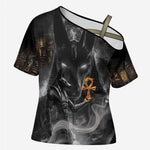 Mythical Anubis Cross Shoulder Shirt The Egyptian God of Death