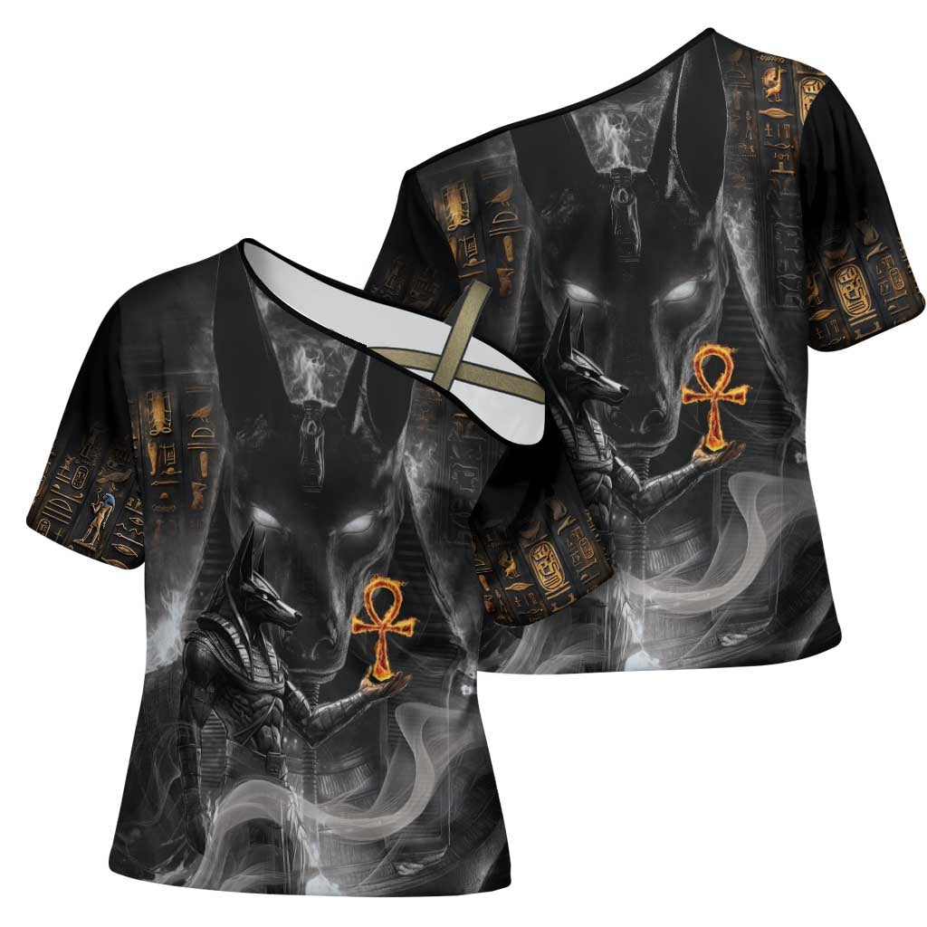 Mythical Anubis Cross Shoulder Shirt The Egyptian God of Death