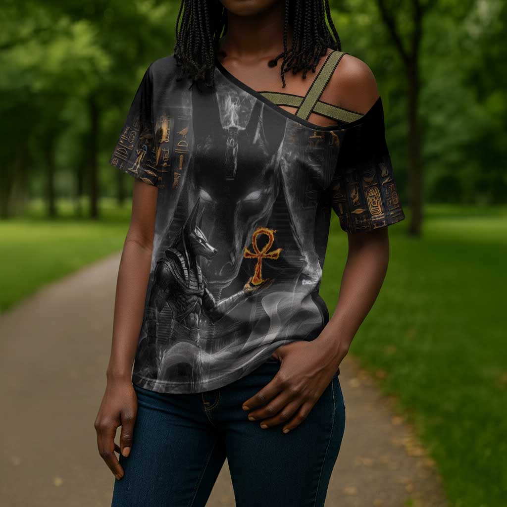 Mythical Anubis Cross Shoulder Shirt The Egyptian God of Death