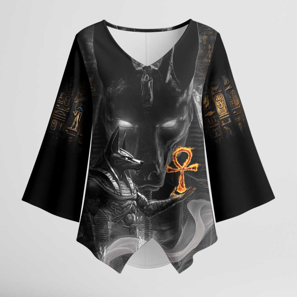 Mythical Anubis Kimono Sleeve Blouse The Egyptian God of Death