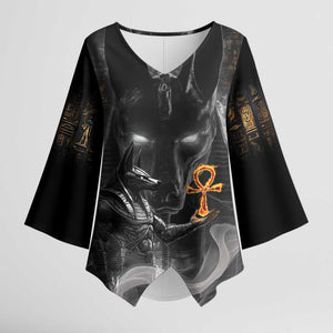 Mythical Anubis Kimono Sleeve Blouse The Egyptian God of Death