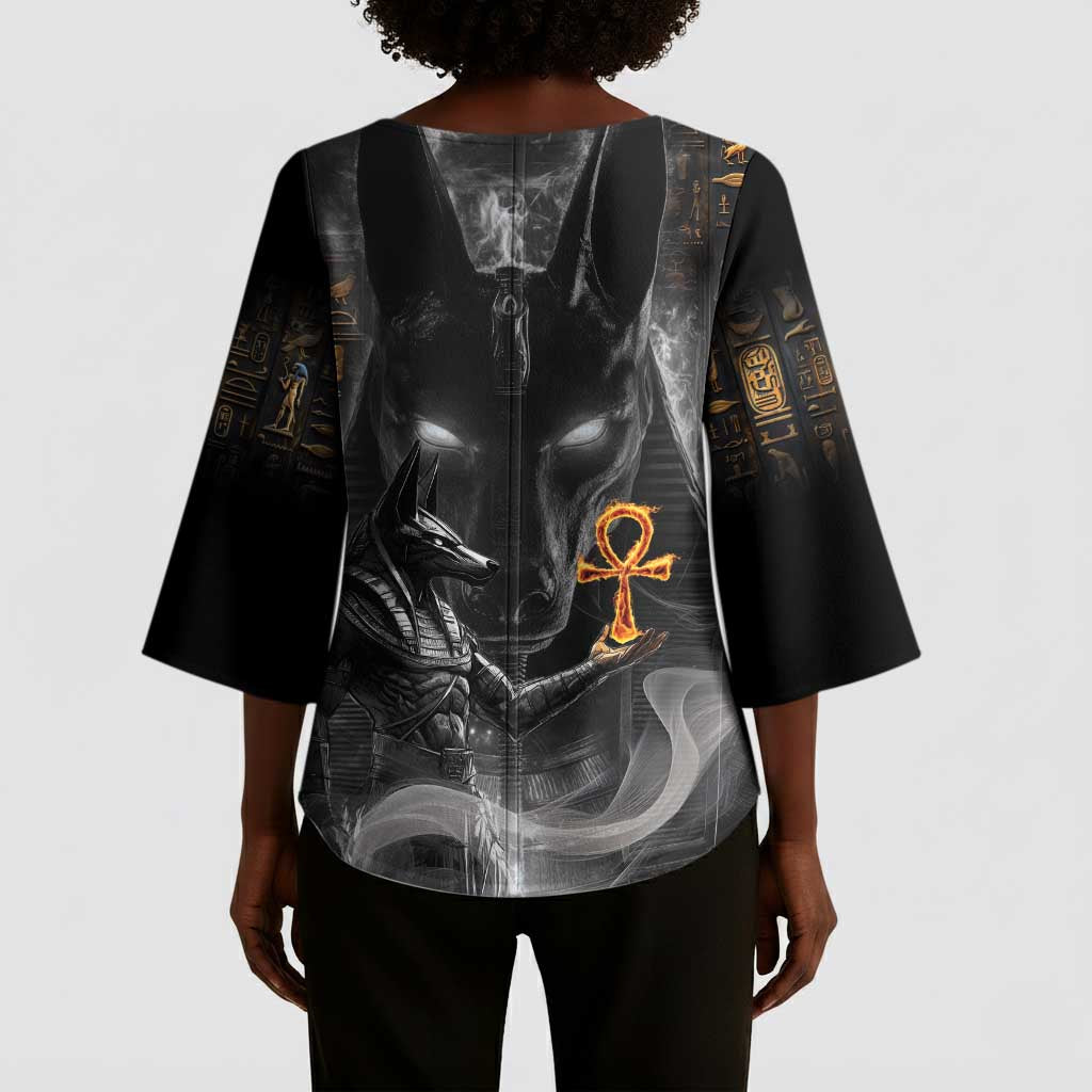 Mythical Anubis Kimono Sleeve Blouse The Egyptian God of Death
