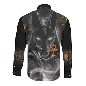 Mythical Anubis Long Sleeve Button Shirt The Egyptian God of Death