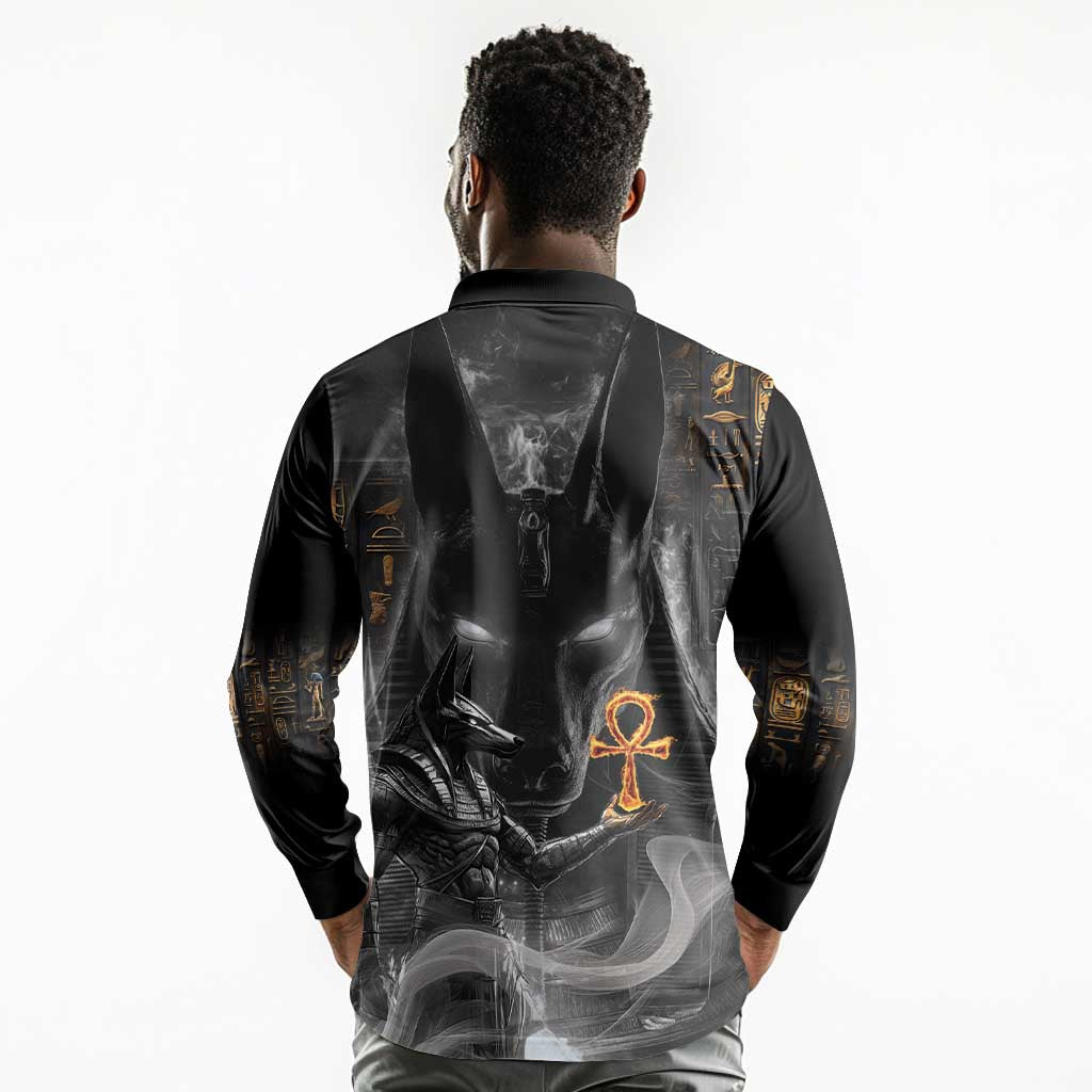 Mythical Anubis Long Sleeve Polo Shirt The Egyptian God of Death