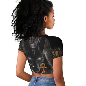 Mythical Anubis Raglan Cropped T shirt The Egyptian God of Death