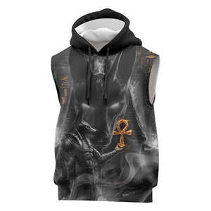 Mythical Anubis Sleeveless Hoodie The Egyptian God of Death - African Pride