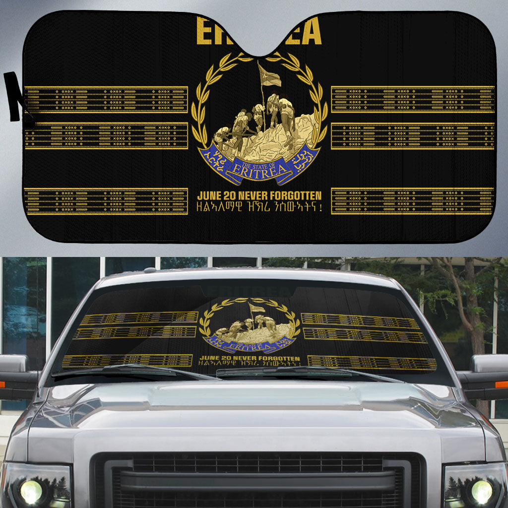 Eritrea Martyrs Day June 20 Auto Sun Shade Never Forgotten Proud Eritrean Heritage Black Version