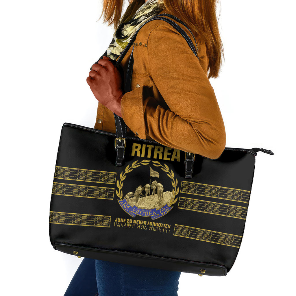 Eritrea Martyrs Day June 20 Leather Tote Bag Never Forgotten Proud Eritrean Heritage Black Version