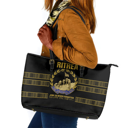 Eritrea Martyrs Day June 20 Leather Tote Bag Never Forgotten Proud Eritrean Heritage Black Version