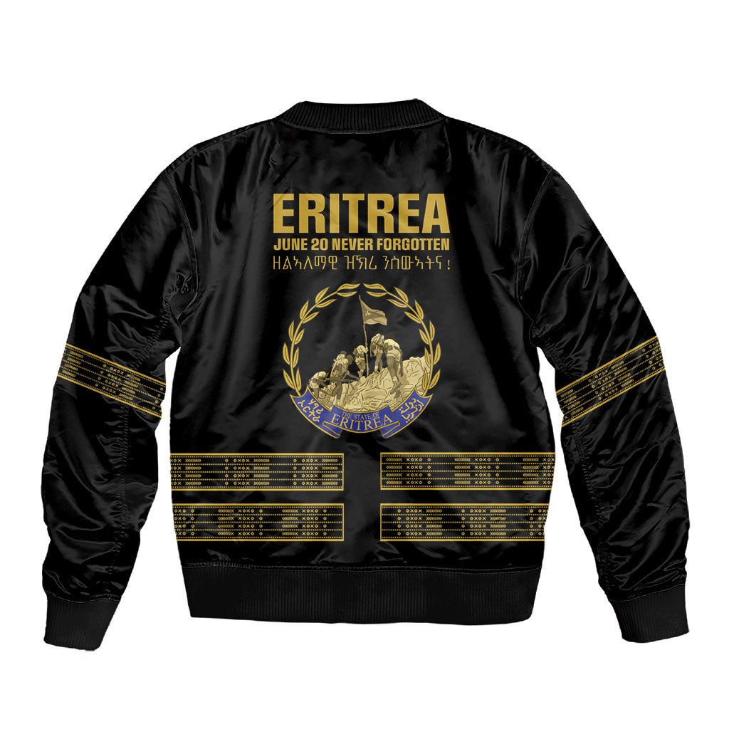 Eritrea Martyrs Day June 20 Sleeve Zip Bomber Jacket Never Forgotten Proud Eritrean Heritage Black Version