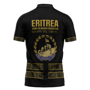 Eritrea Martyrs Day June 20 Zipper Polo Shirt Never Forgotten Proud Eritrean Heritage Black Version