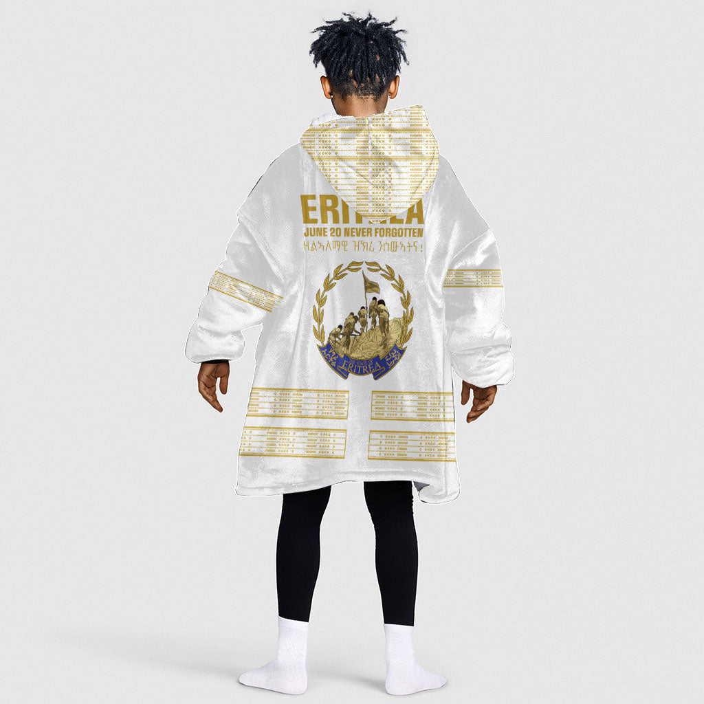 Eritrea Martyrs Day June 20 Kid Wearable Blanket Hoodie Never Forgotten Proud Eritrean Heritage White Version