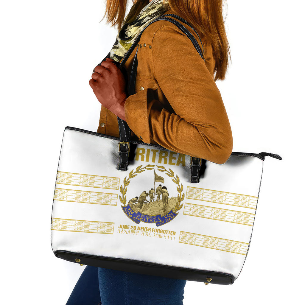 Eritrea Martyrs Day June 20 Leather Tote Bag Never Forgotten Proud Eritrean Heritage White Version