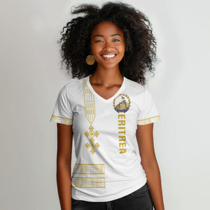 Eritrea Martyrs Day June 20 Women V-Neck T-Shirt Never Forgotten Proud Eritrean Heritage White Version