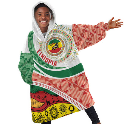 Ethiopia In My Blood Kid Wearable Blanket Hoodie Lion Of Judah In My Heart