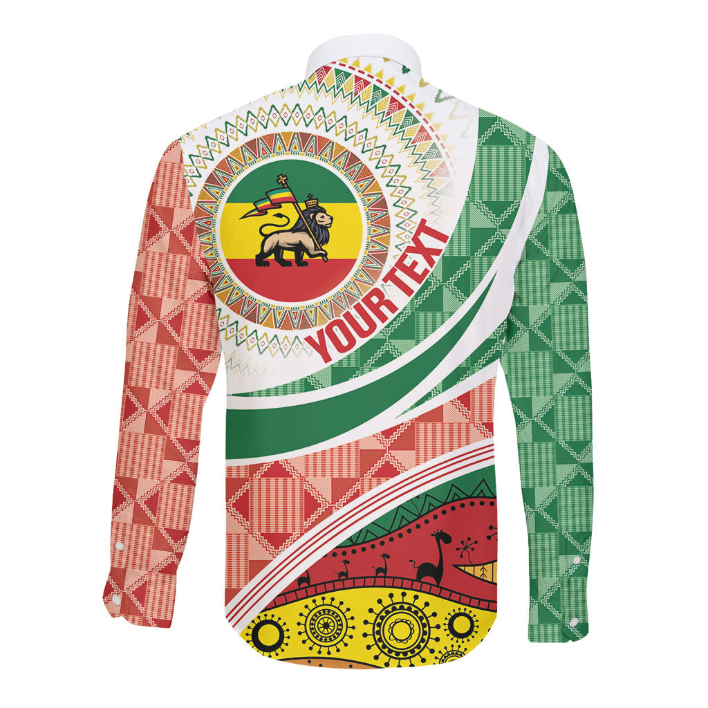 Ethiopia In My Blood Long Sleeve Button Shirt Lion Of Judah In My Heart