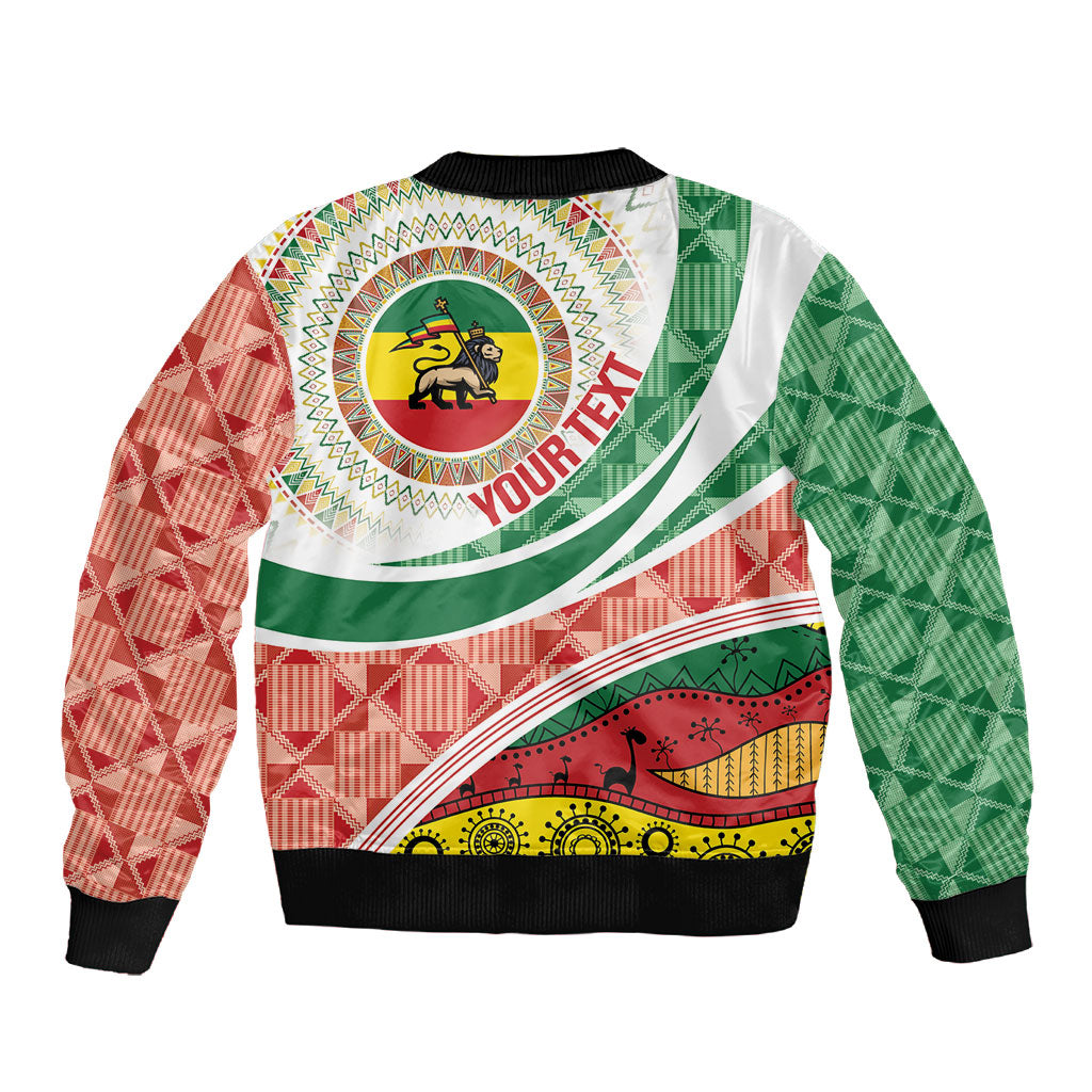 Ethiopia In My Blood Sleeve Zip Bomber Jacket Lion Of Judah In My Heart